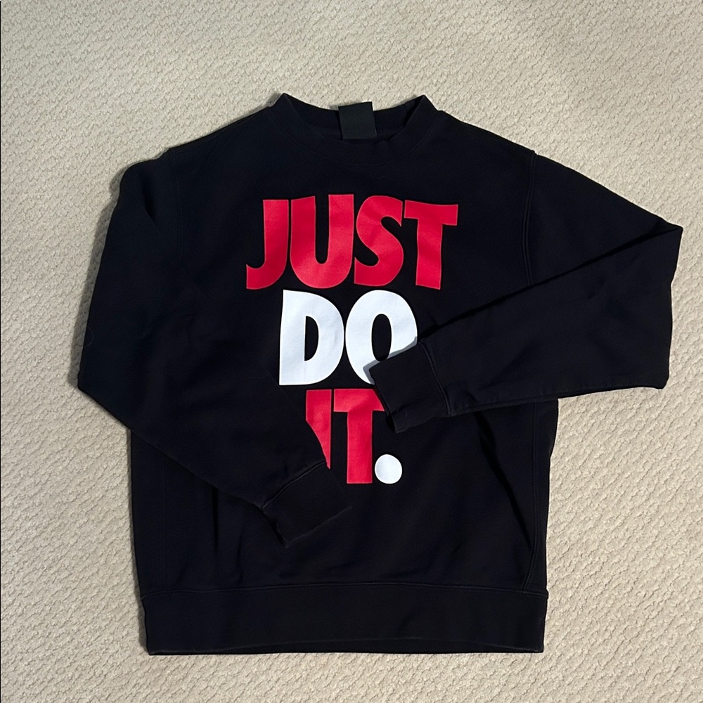 Nike Black Crewneck Sweatshirt with Red and White Text